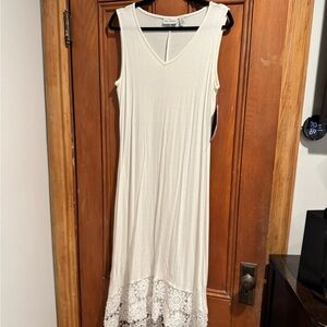 Nina Leonard Cream Midi Dress